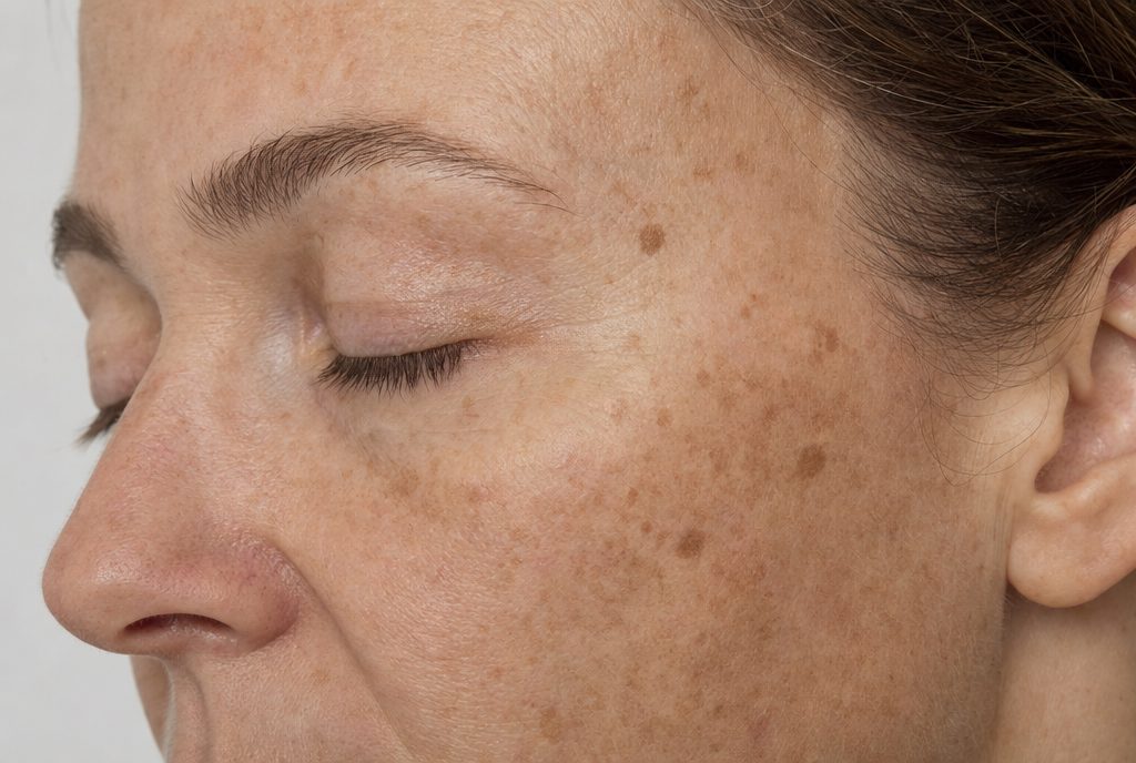AI-generated illustration of sun spots and pigmentation on the cheek