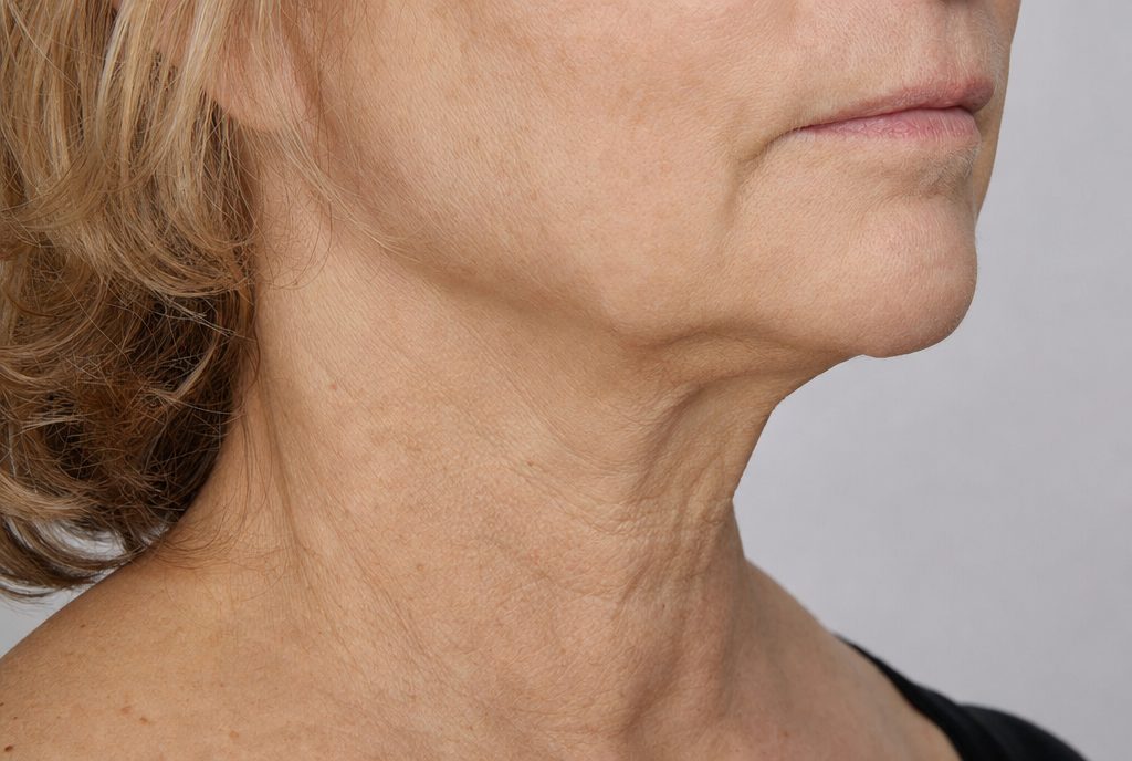AI-generated illustration of skin laxity along the jawline and neck