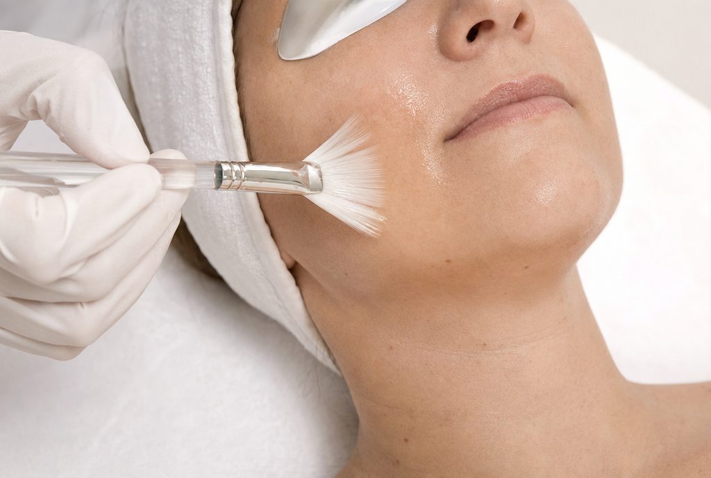 Illustrative image of a chemical peel being applied (AI-generated).